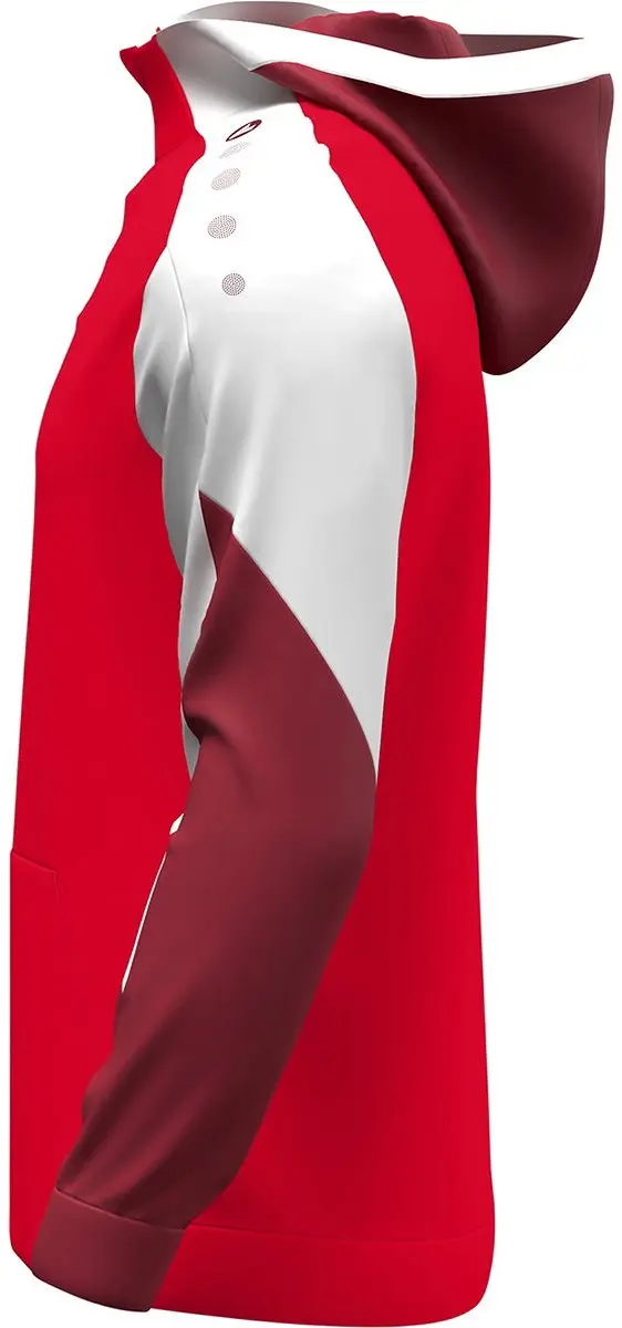 Jako Dynamic Hooded Half Zip Heren - Rood/Wit/Donkerrood XXL