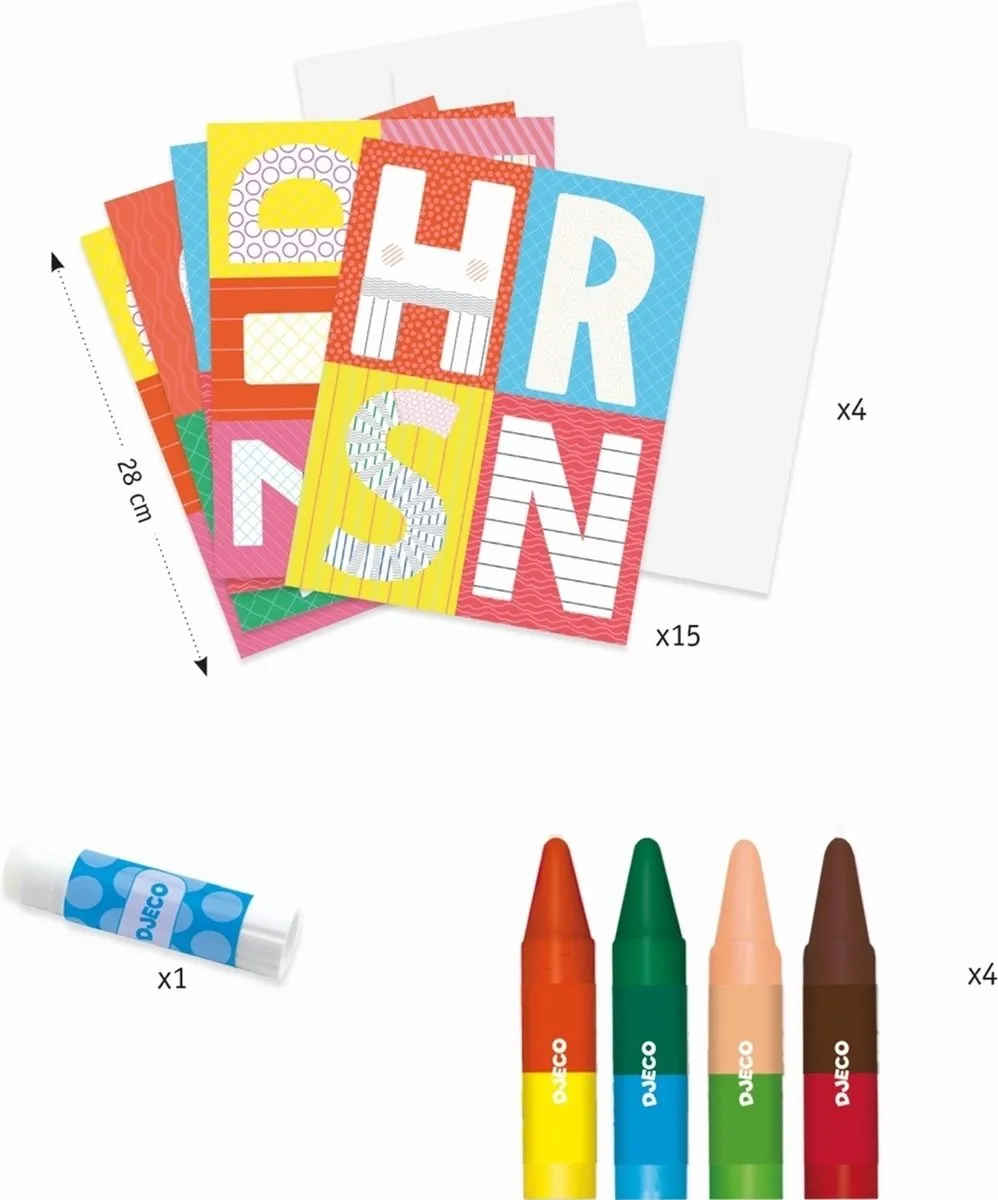 Djeco Letters Kleurenplaten A3 - Multi Kleur