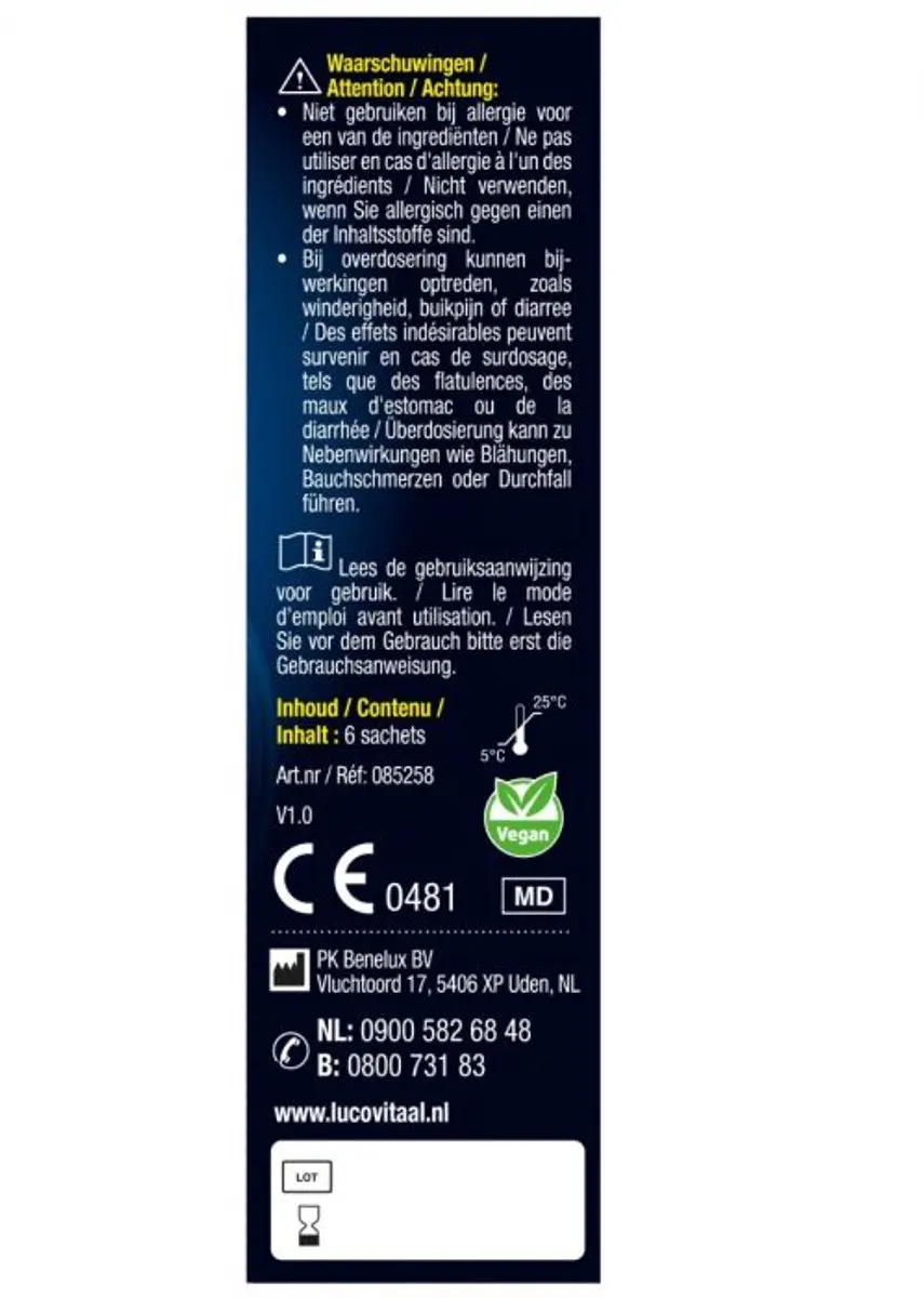 Lucovitaal Blaasontsteking D-mannose Sachets 6 Stuks - afbeelding 5 van 6