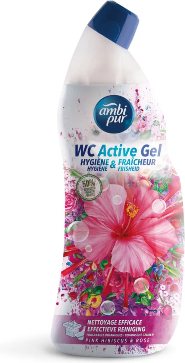 Ambi Pur Toiletreiniger Wc Active Gel Hibiscus & Roos 750ml