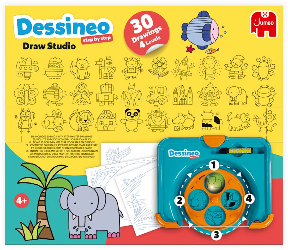 Jumbo Dessineo Tekentafel Hobbypakket - 30 Stickers - 10 A4 Bladen - afbeelding 6 van 6