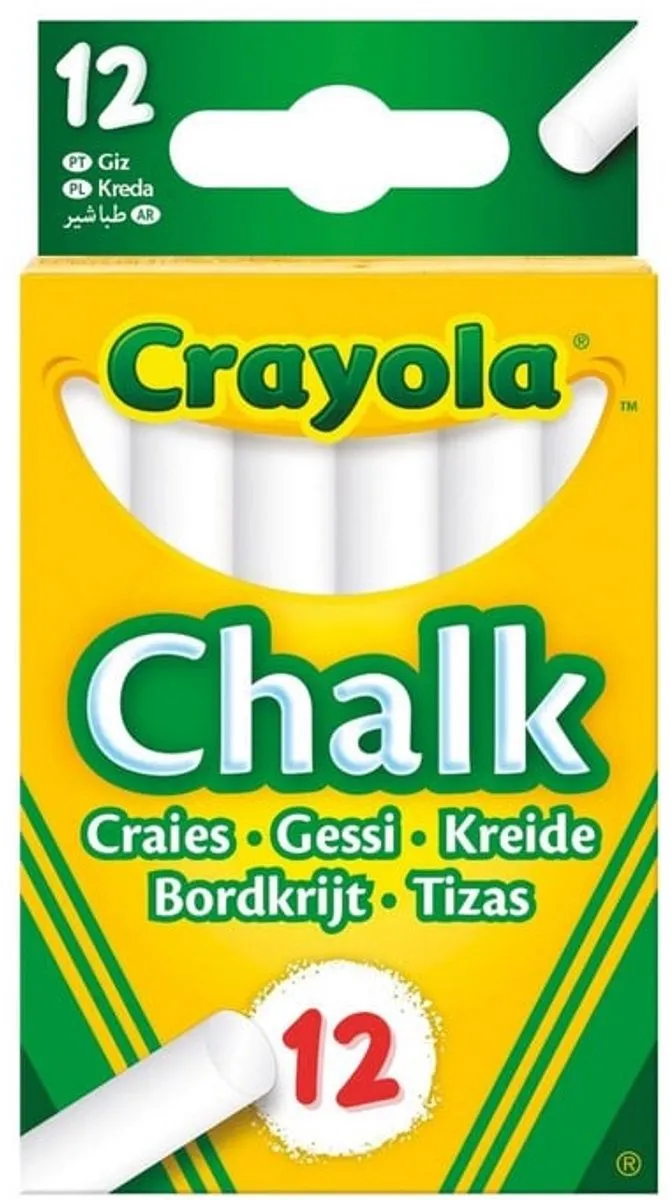 Crayola Hobbypakket Wit Bordkrijt 12 Stuks - Anti-stof