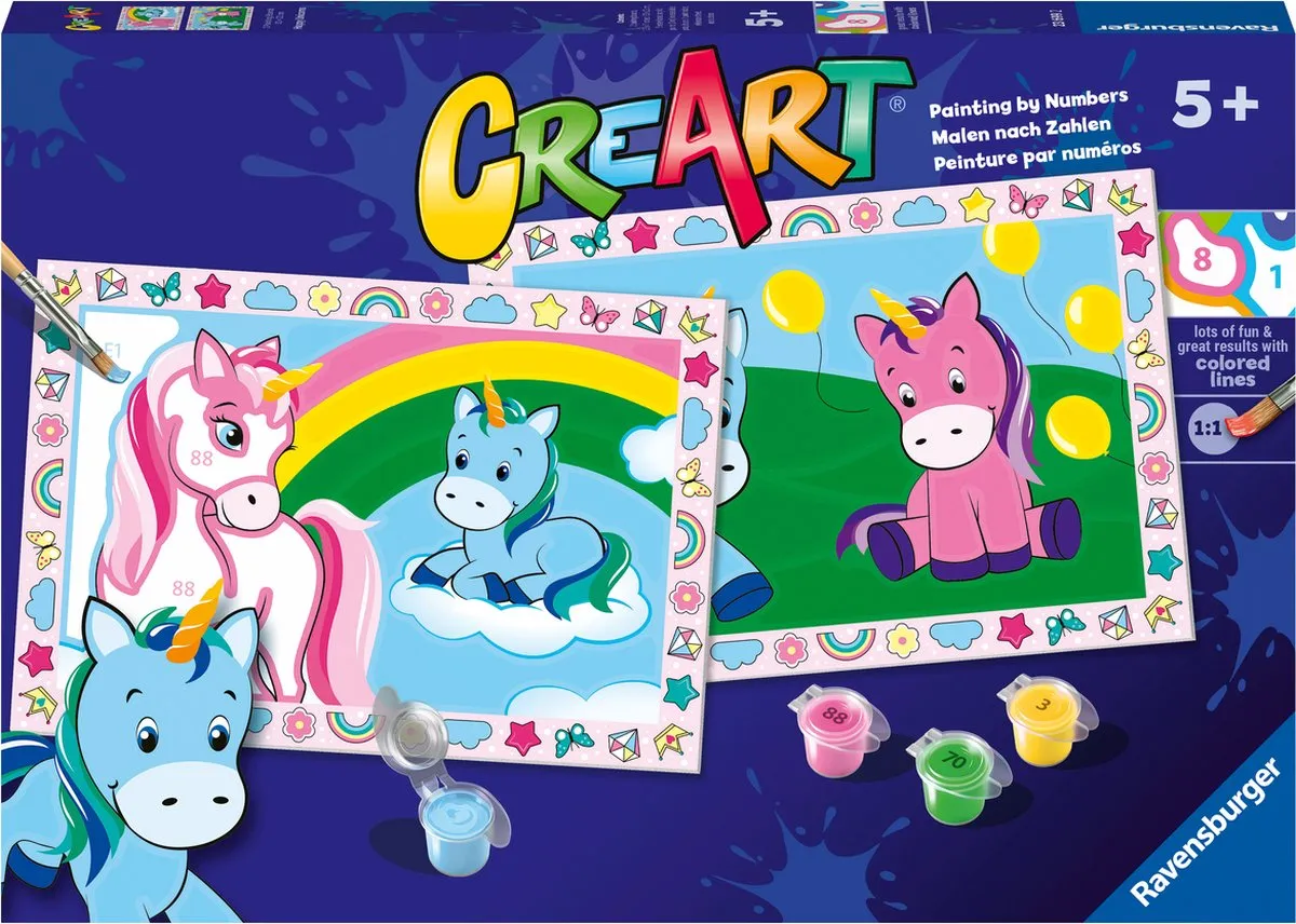 Ravensburger CreArt Happy Unicorns Schilderen op nummer - Multicolor - 15 verven - afbeelding 6 van 6