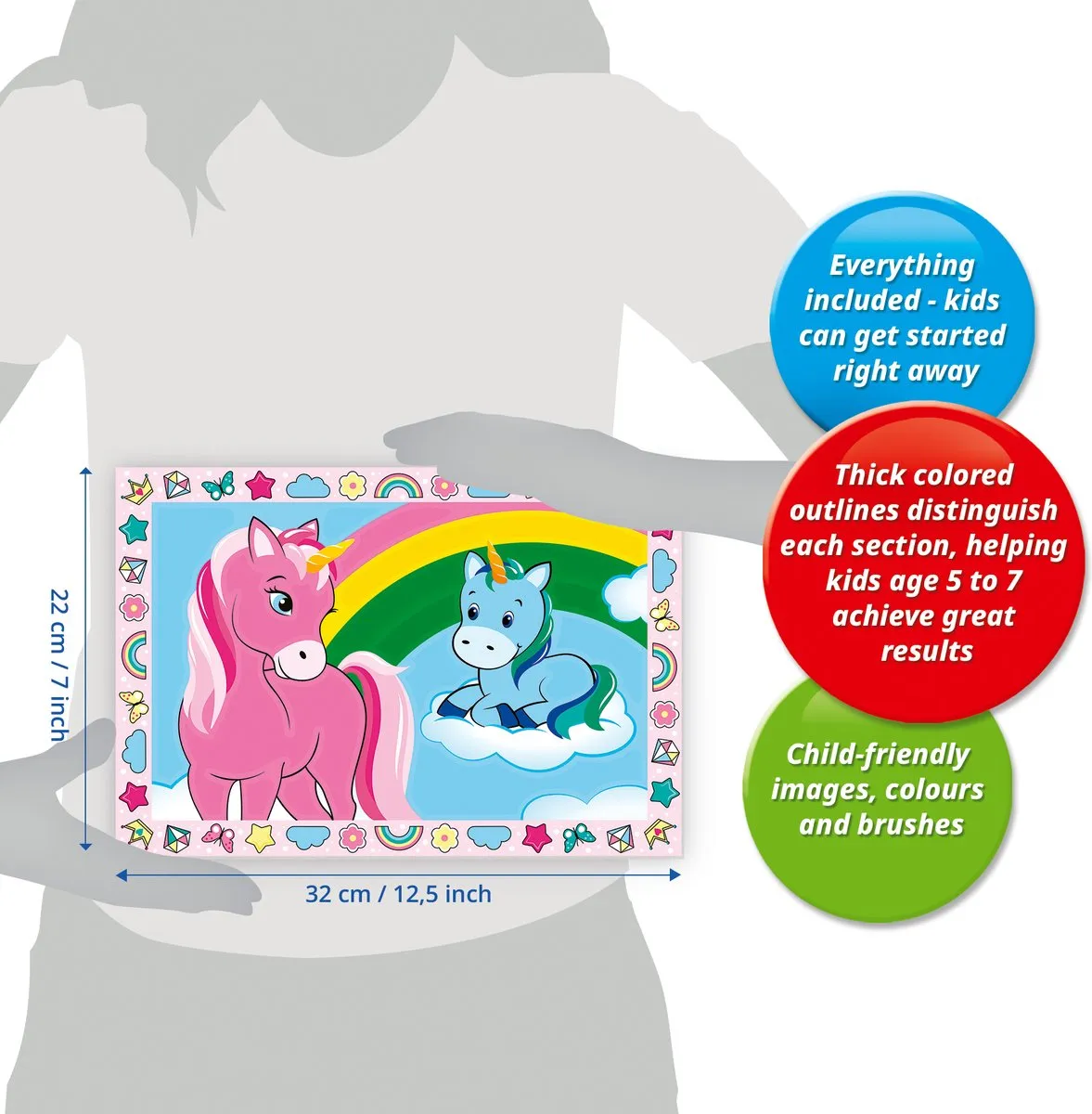 Ravensburger CreArt Happy Unicorns Schilderen op nummer - Multicolor - 15 verven