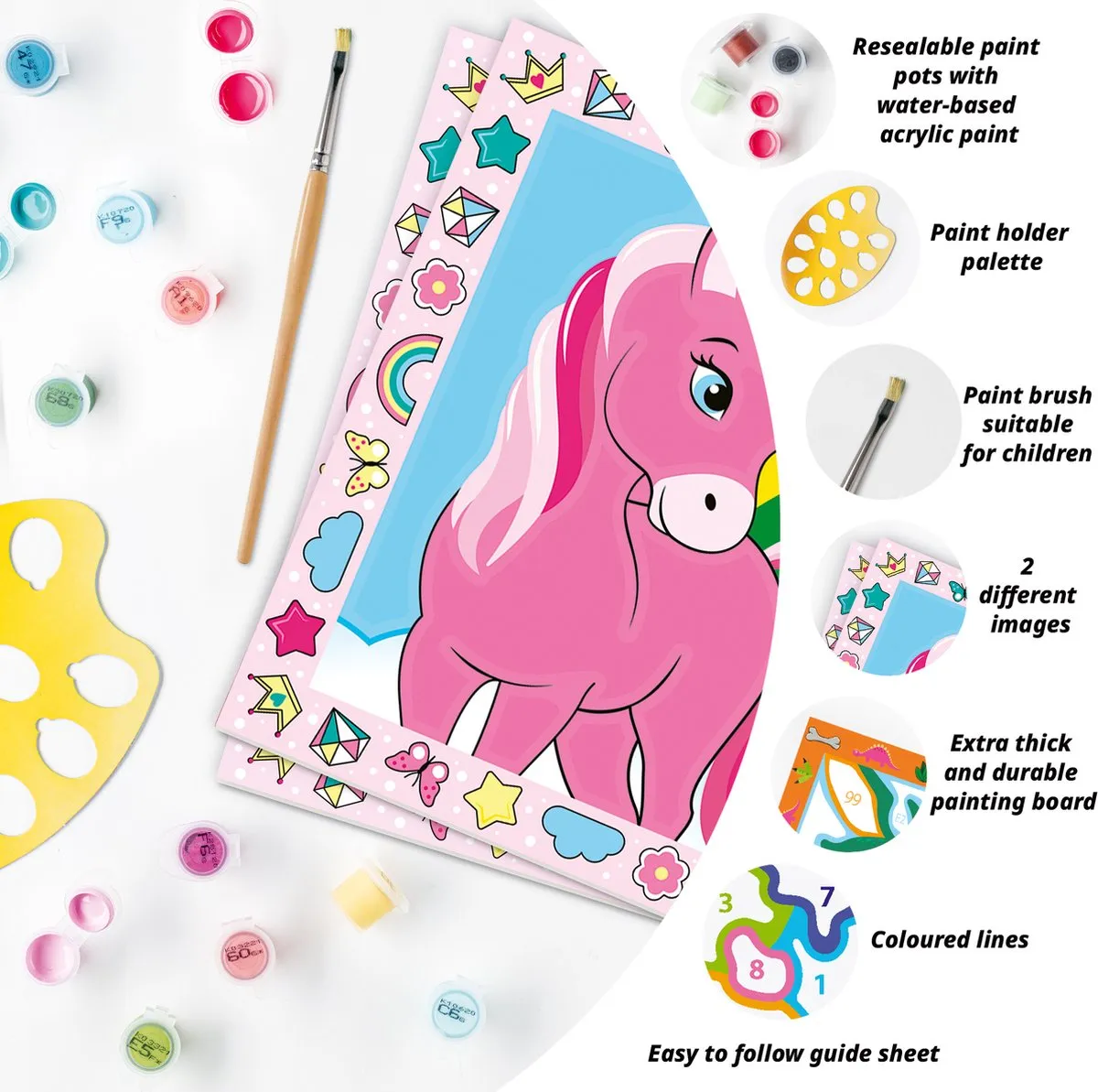 Ravensburger CreArt Happy Unicorns Schilderen op nummer - Multicolor - 15 verven