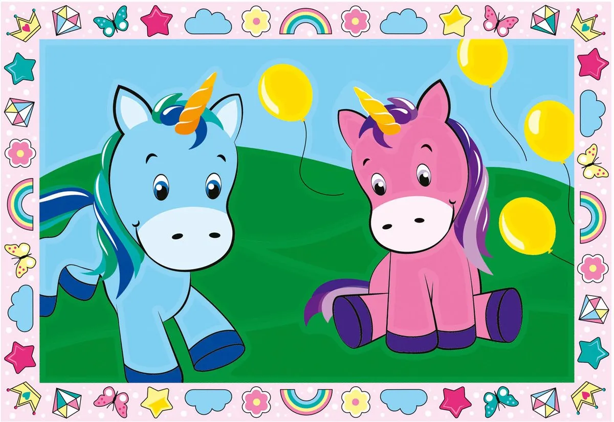 Ravensburger CreArt Happy Unicorns Schilderen op nummer - Multicolor - 15 verven