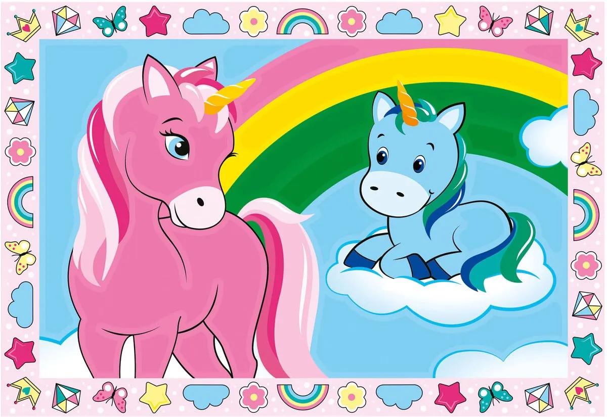 Ravensburger CreArt Happy Unicorns Schilderen op nummer - Multicolor - 15 verven
