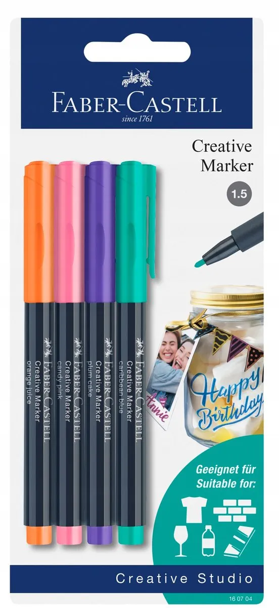 Faber-Castell Porselein- en Glasstiften 4 Stuks - Multicolor