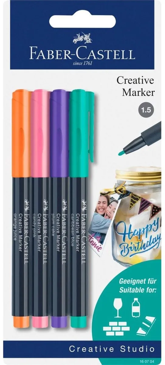 Faber-Castell Porselein- en Glasstiften 4 Stuks - Multicolor