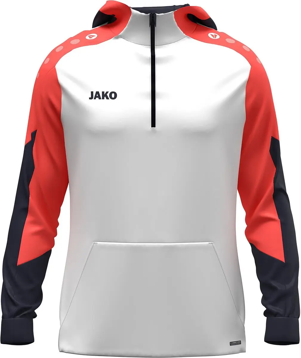 Jako Dynamic Hooded Half Zip Kinderen 128 - Wit/Koraal/Marine
