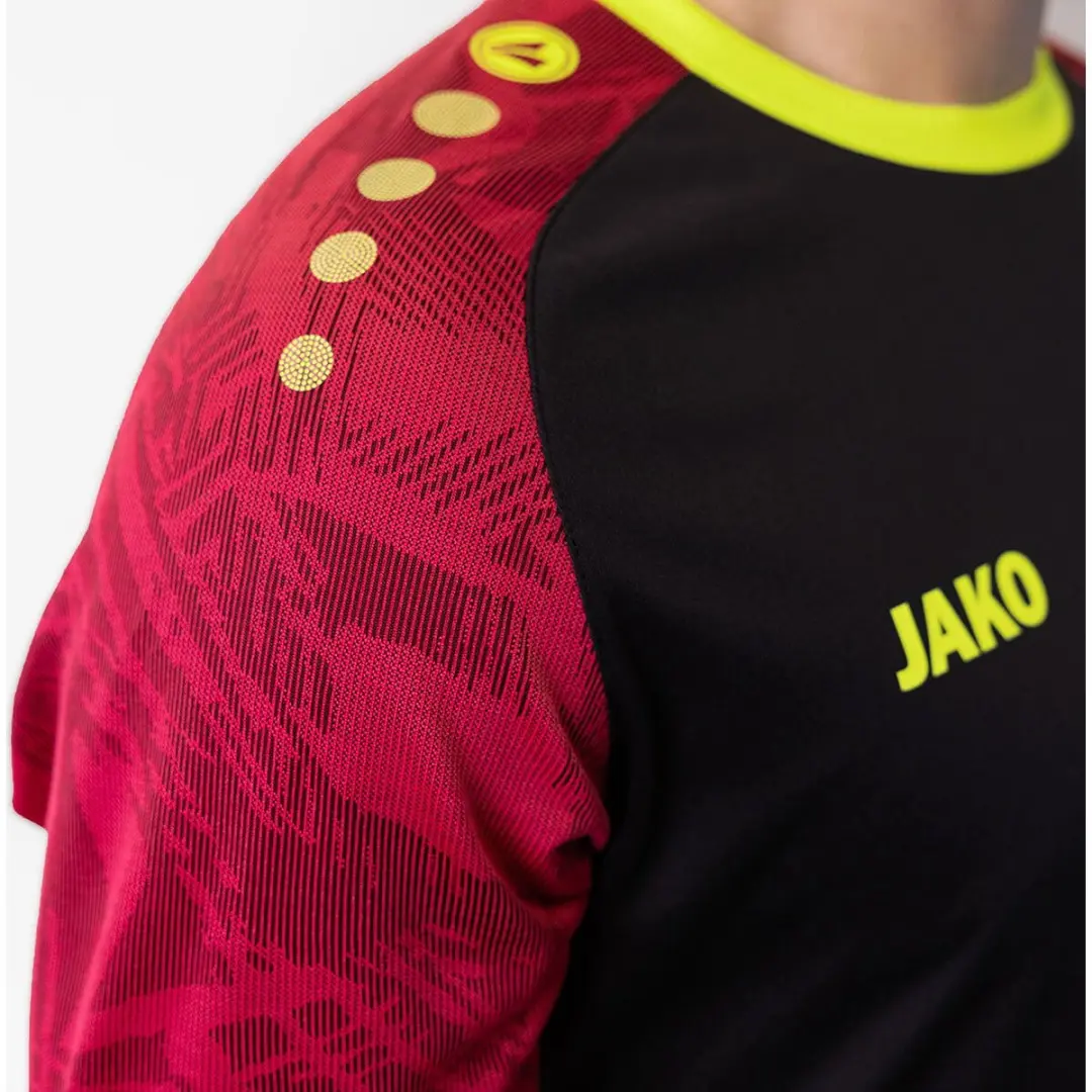 Jako Iconic Shirt Korte Mouw Heren - M - Zwart/Pink/Fluogeel