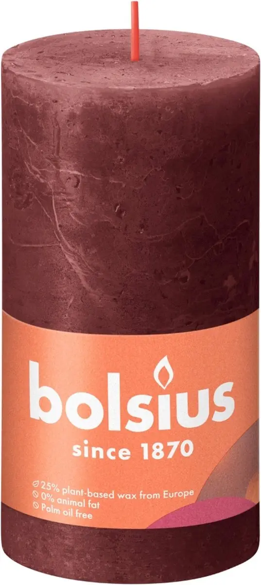 Bolsius Stompkaars Velvet Red Ø68mm - 60 Branduren