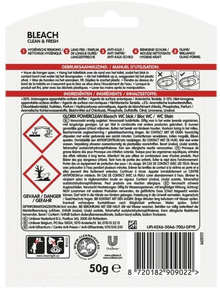 Glorix PowerClean Toiletblok - 1 Stuk - afbeelding 2 van 3