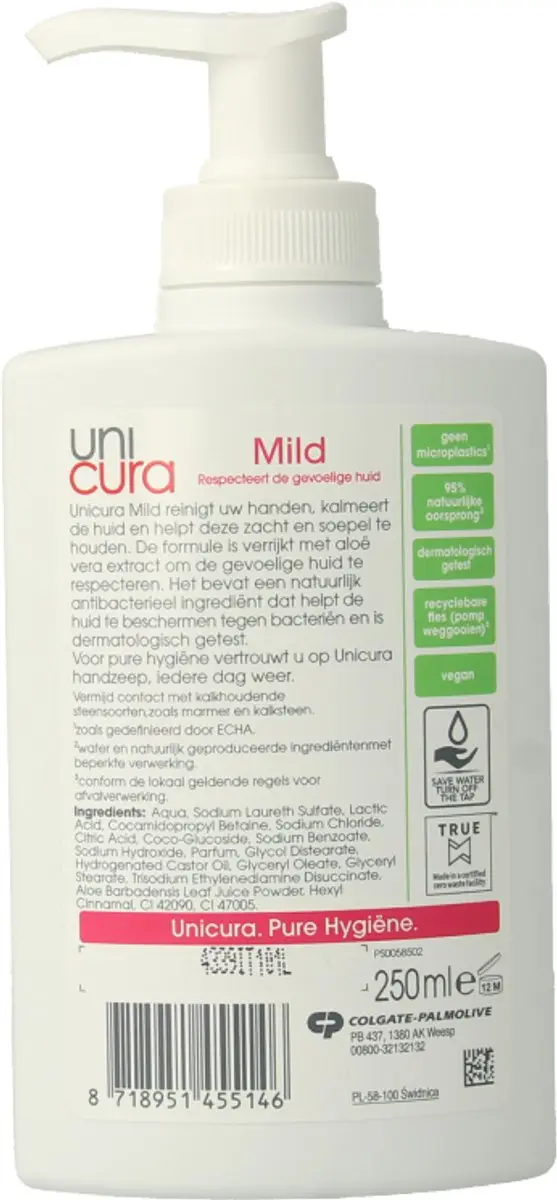 Unicura Antibacteriële Handzeep 250ml - afbeelding 6 van 6