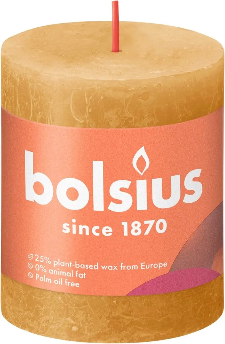 Bolsius Rustiek Stompkaars Honeycomb Yellow - 80/68mm