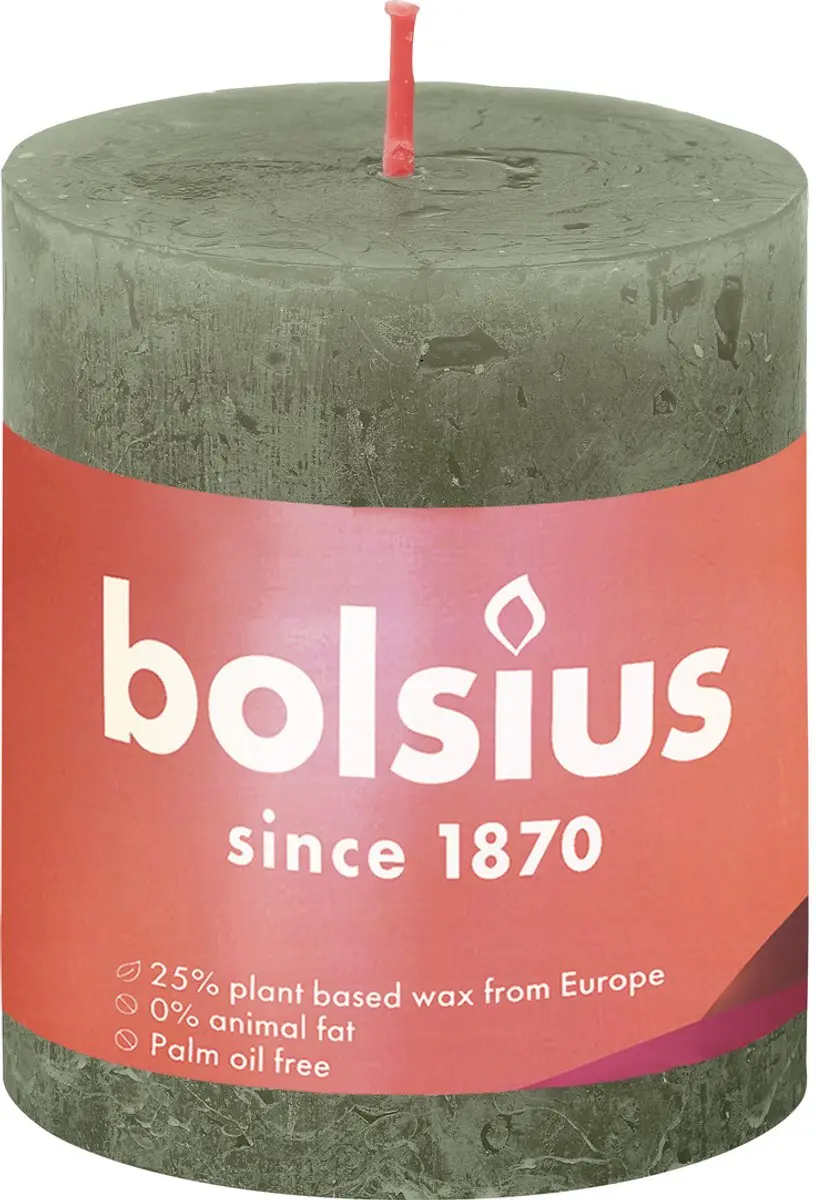 Bolsius Rustiek Stompkaars 80/68cm - Olijfgroen