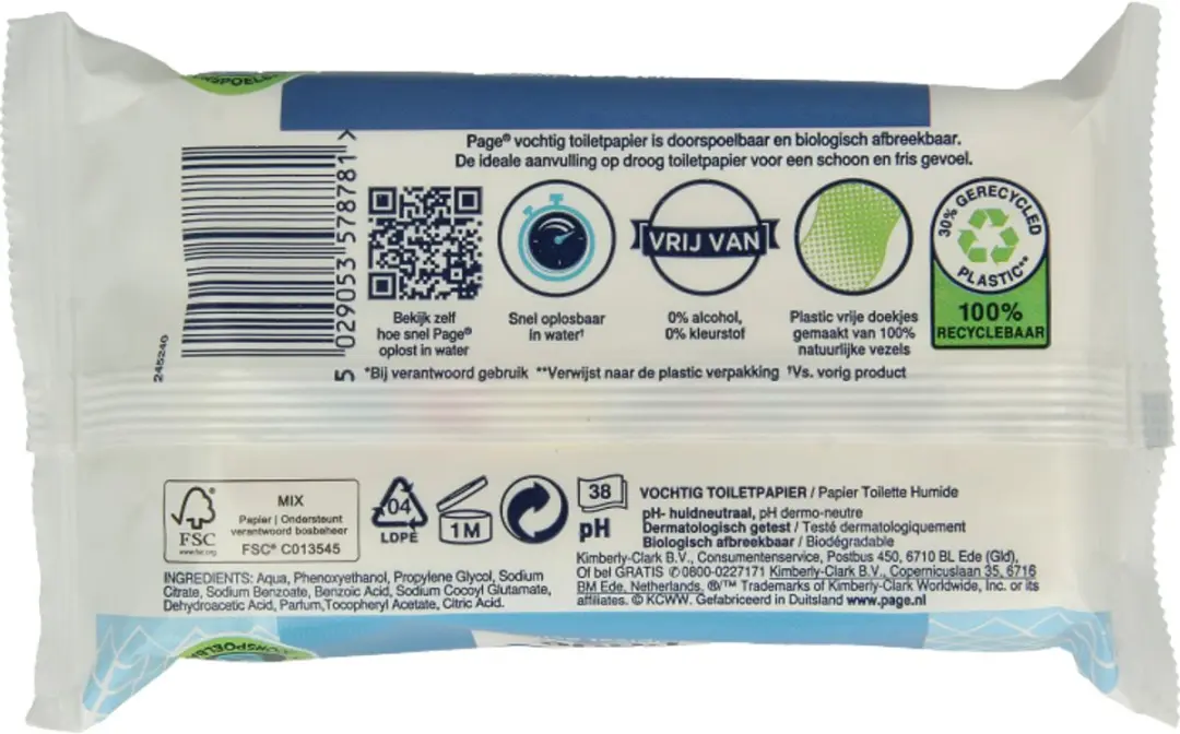 Page Compleet Schoon Vochtig Toiletpapier 38 Stuks - 350-400 Vellen - MPN 4585151