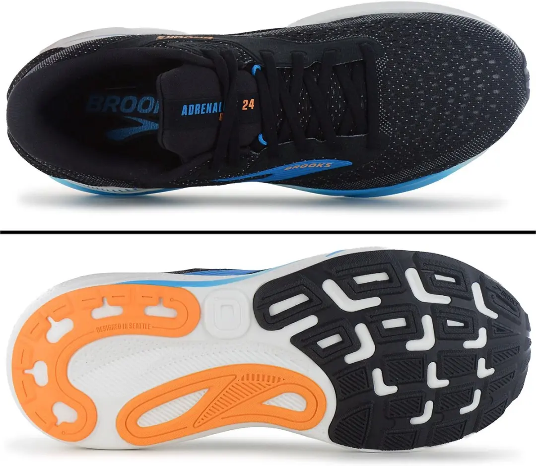 Brooks Adrenaline GTS 24 Heren Hardloopschoenen - 41 - Zwart/Blauw - afbeelding 6 van 6
