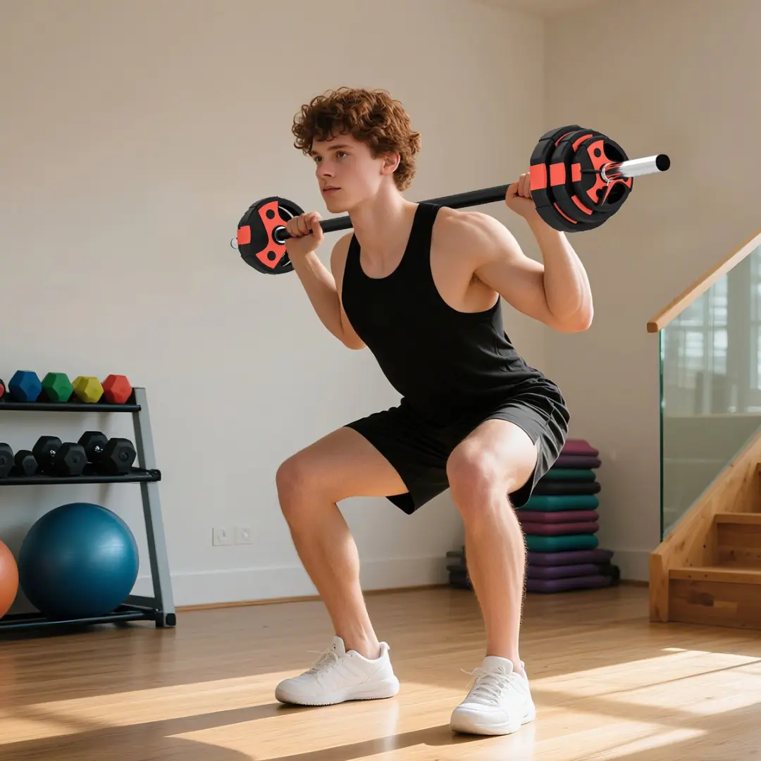 SPORTNOW Langhantel Set 30mm - 2x5kg 2x2,5kg 2x1,25kg - Zwart/Rood