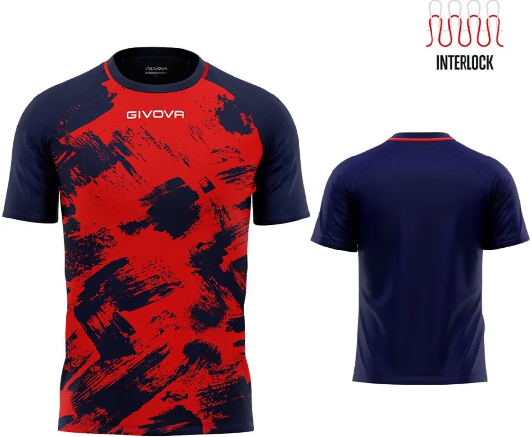 Givova Art Interlock Sportshirt - Rood-blauw - XS