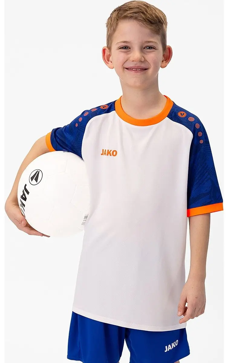 Jako Iconic Shirt Korte Mouw Kinderen 128 - Wit/Royal/Fluo Oranje