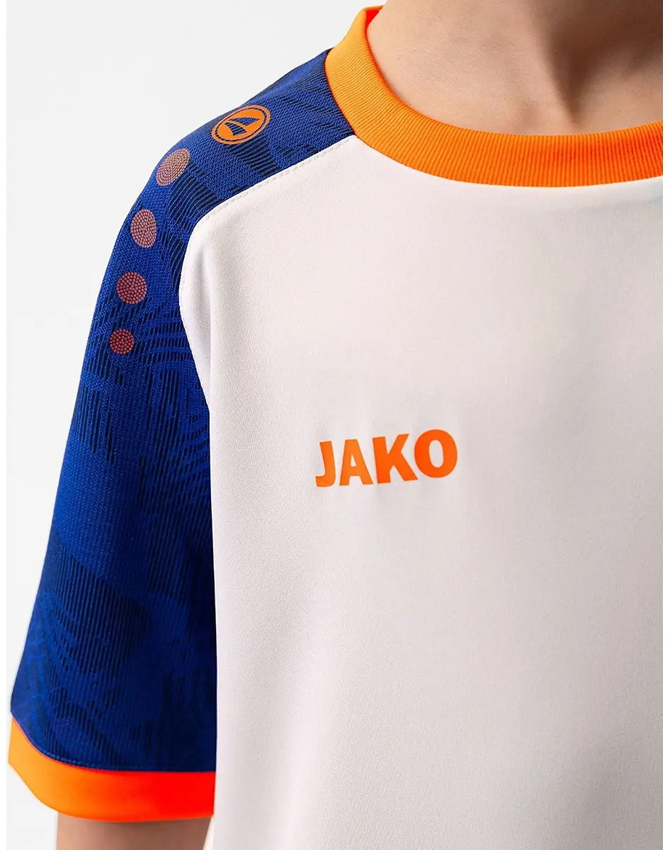 Jako Iconic Shirt Korte Mouw Kinderen 128 - Wit/Royal/Fluo Oranje