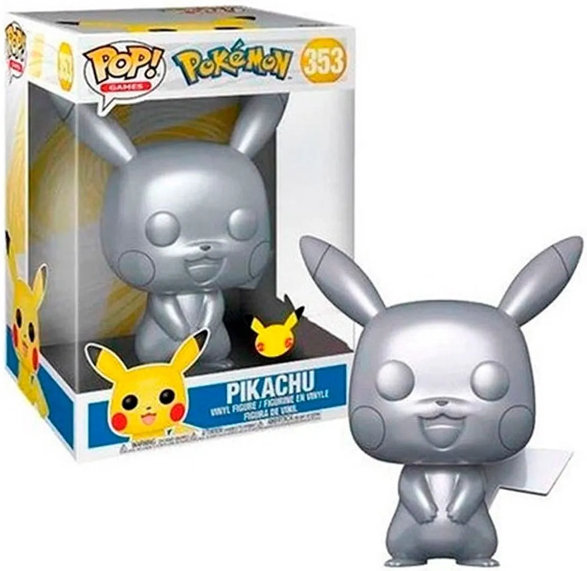 Funko Pikachu Silver Metallic Pop! Pokémon Figuur 25cm