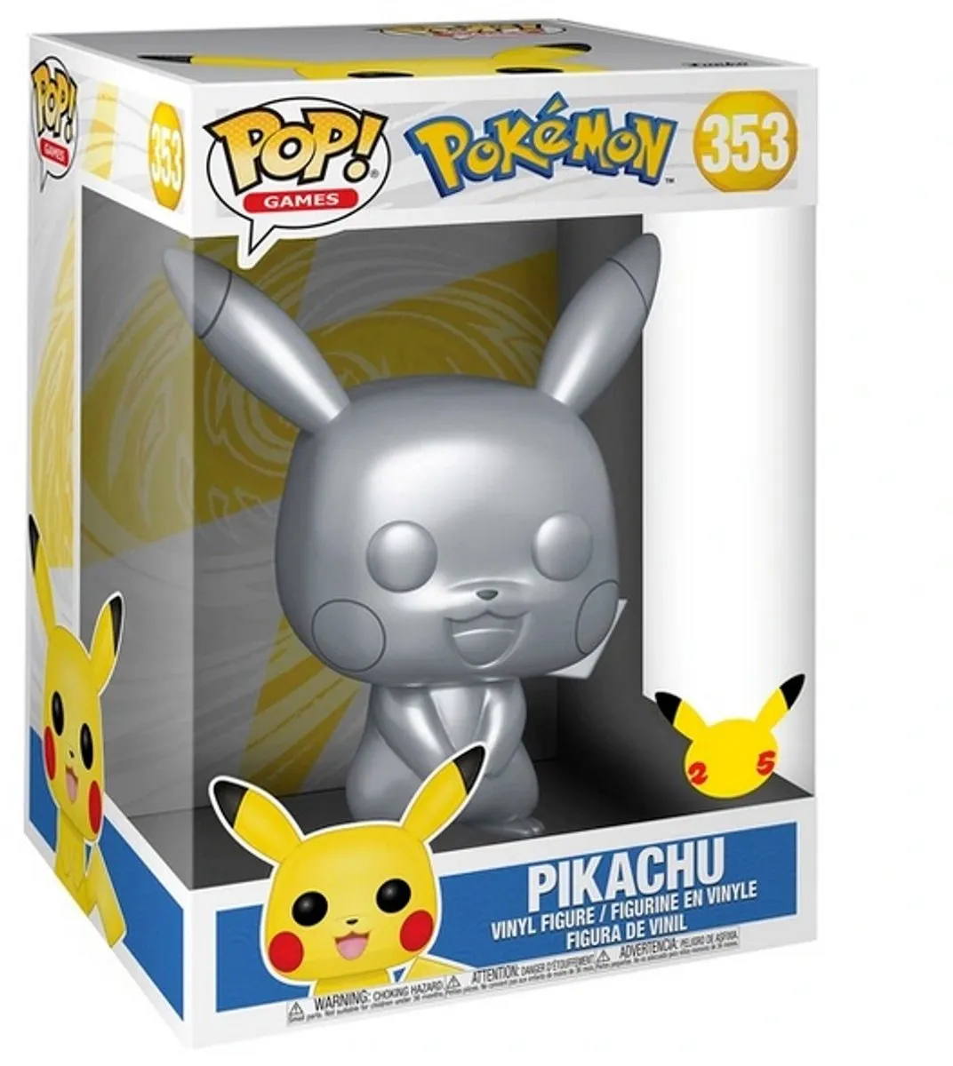 Funko Pikachu Silver Metallic Pop! Pokémon Figuur 25cm