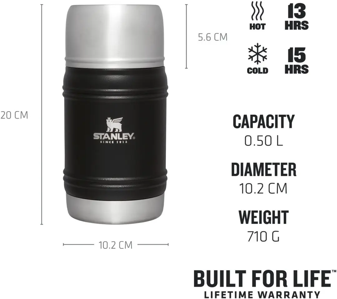 Stanley Artisan Thermal Food Jar 0,5L - Matte Black Pebble - afbeelding 4 van 6
