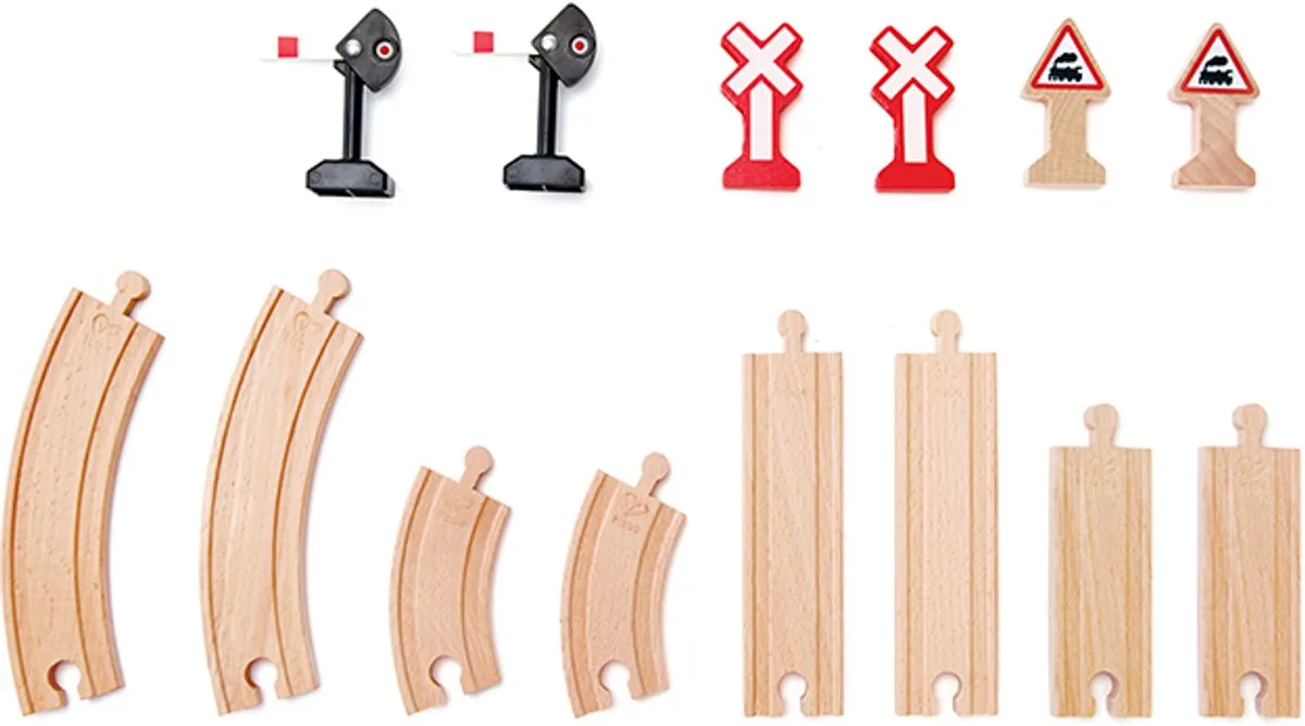 Hape Houten Spoorwegset 14-delig - Blank