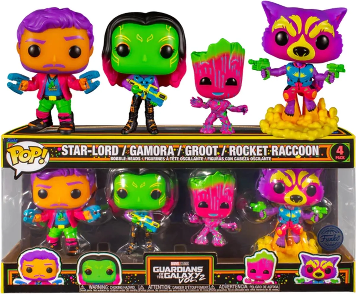 Funko Pop Guardians of the Galaxy Vol. 2 4-Pack - Black Light Rocket - afbeelding 4 van 4
