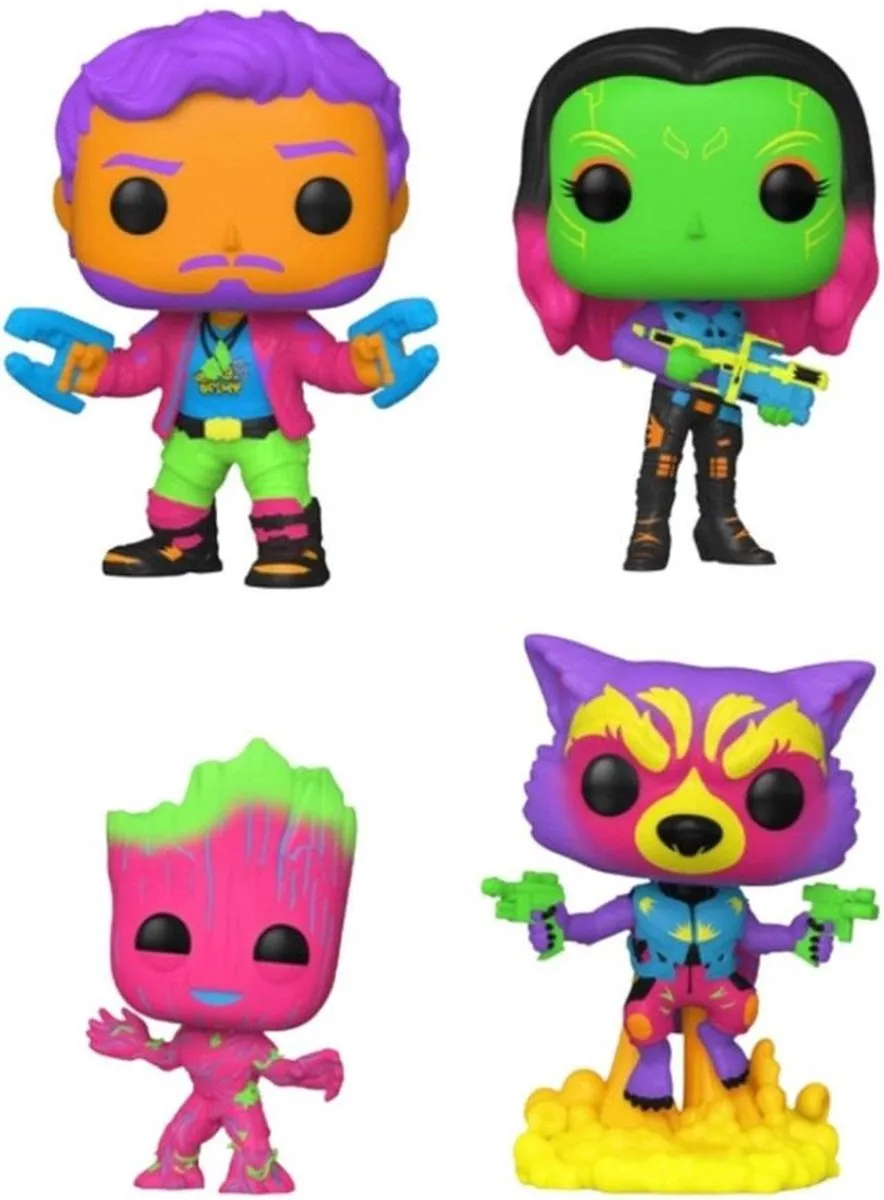 Funko Pop Guardians of the Galaxy Vol. 2 4-Pack - Black Light Rocket - afbeelding 2 van 4