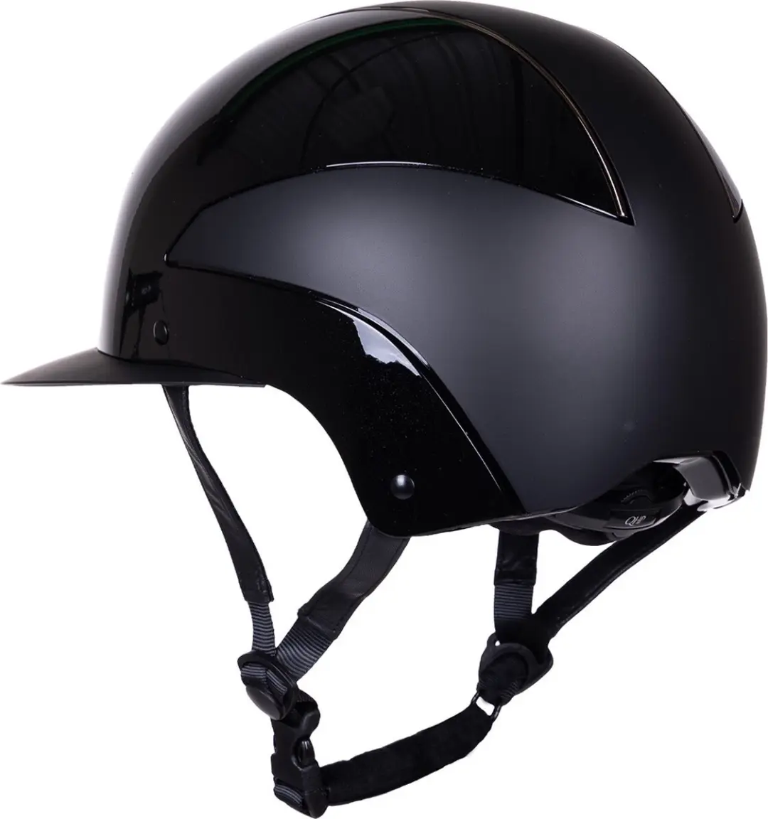 QHP Miami Polo Visor - Brede Klep - Zwart - Maat 59-61