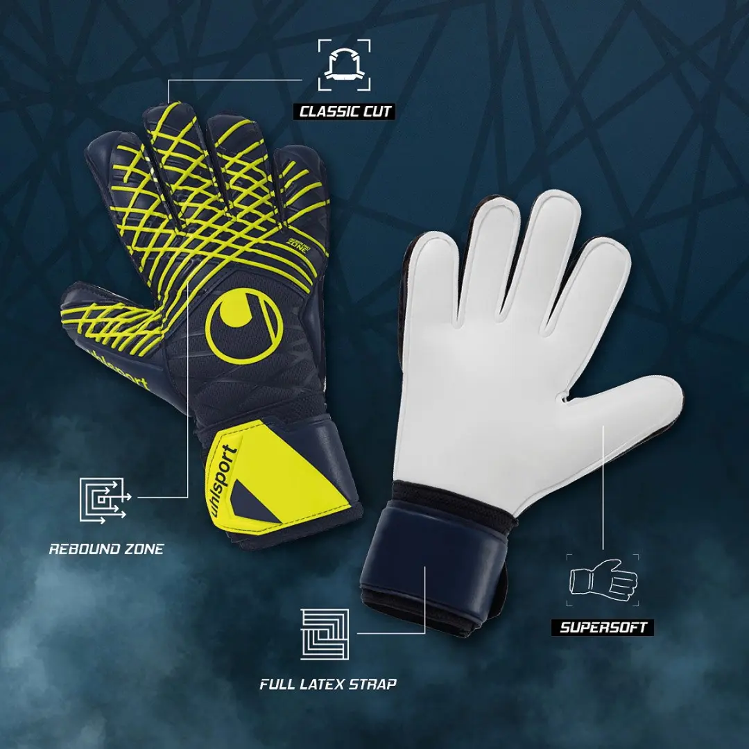 Uhlsport Prediction Supersoft Keepershandschoenen 11 - Marine/Wit/Fluogeel - afbeelding 6 van 6