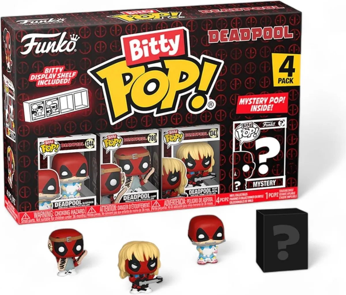 Funko Bitty Pop! Marvel Deadpool Sleepover - 4 Stuks - Rood