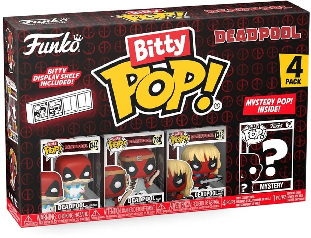 Funko Bitty Pop! Marvel Deadpool Sleepover - 4 Stuks - Rood