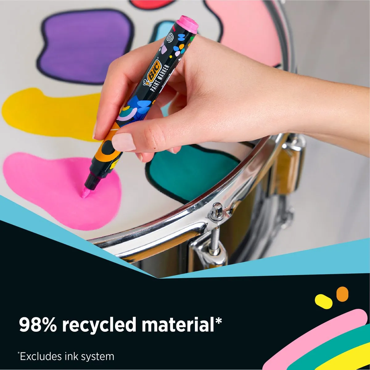 BIC Intensity Paint Markers - Verfstiften - Stiften voor Kinderen en Volwassenen - Diverse Kleuren - Watervaste Marker met Medium Punt - 4 Stuks