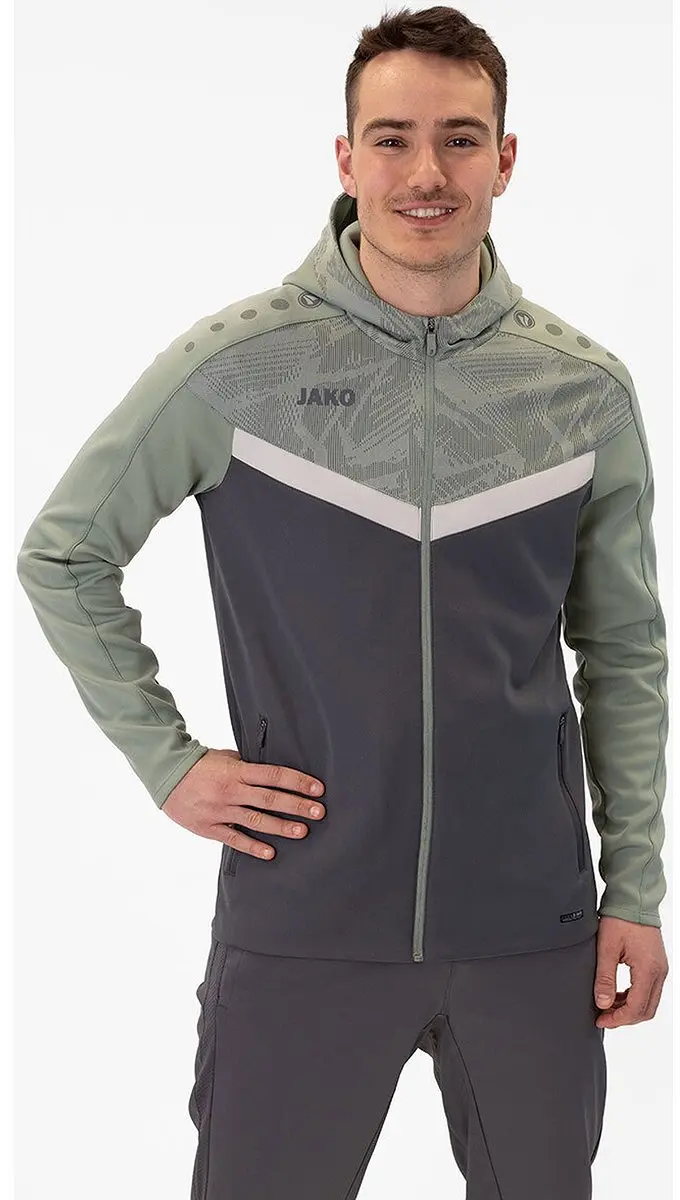 JAKO Iconic Jas Heren - XXL - Zachtgrijs/Mintgroen