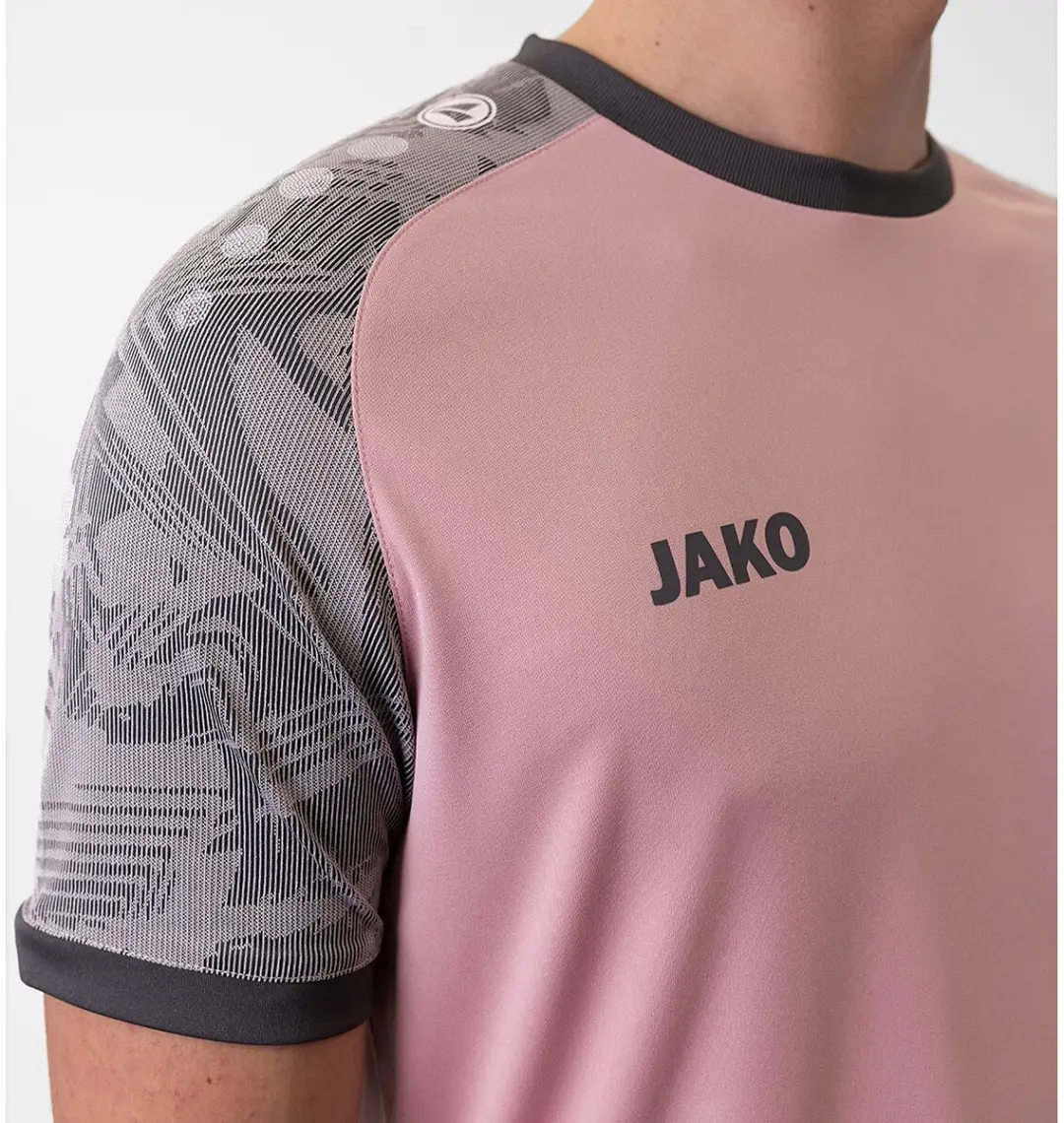 JAKO Iconic Shirt Korte Mouw Heren - Antiek Roze/Zachtgrijs/Antralgrijs XL