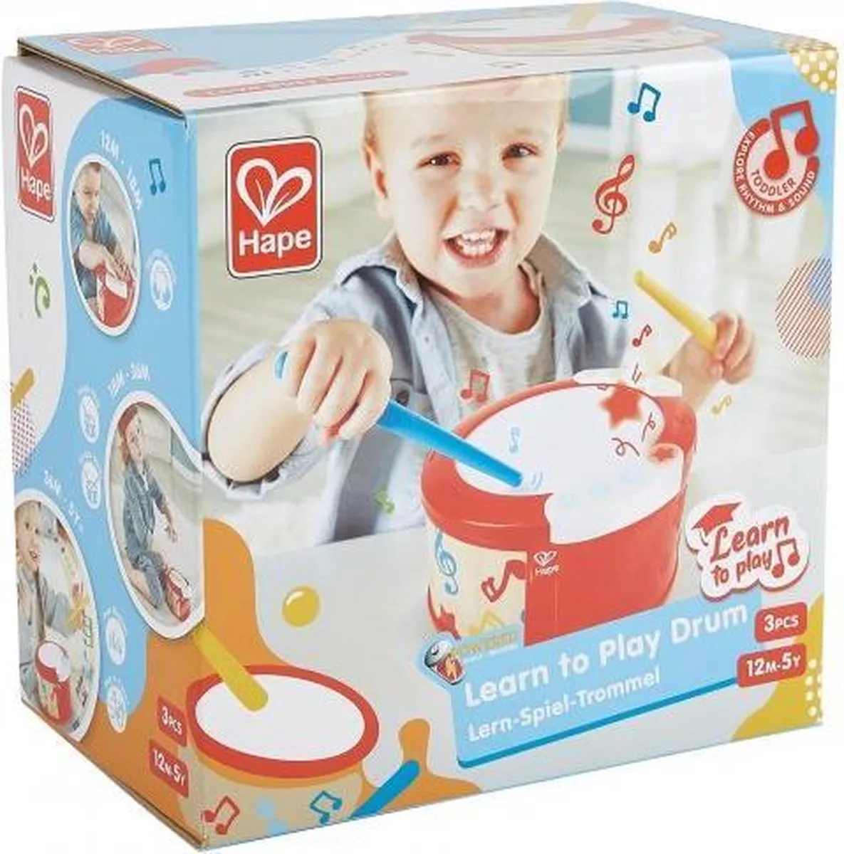 Hape Leer-met-lichtjes Trommel - 3x AAA - Veelkleurig