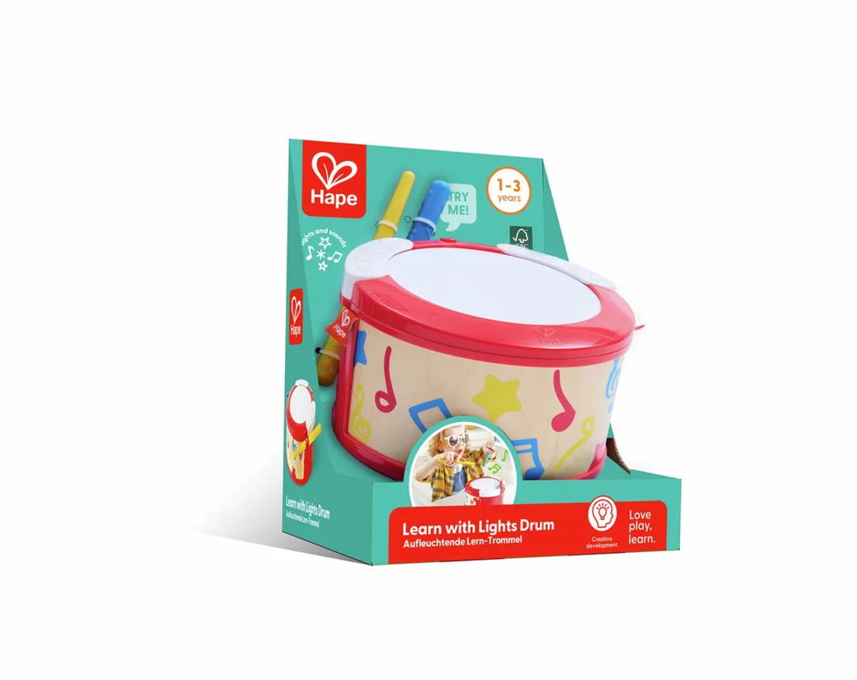 Hape Leer-met-lichtjes Trommel - 3x AAA - Veelkleurig - afbeelding 6 van 6