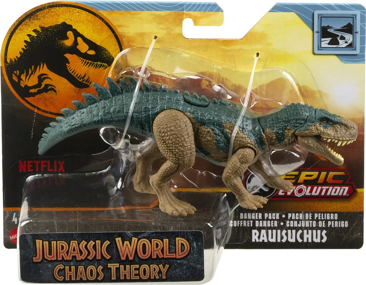 Mattel Jurassic World Danger Pack Rauisuchus HTK57 - Bruin/ Groen