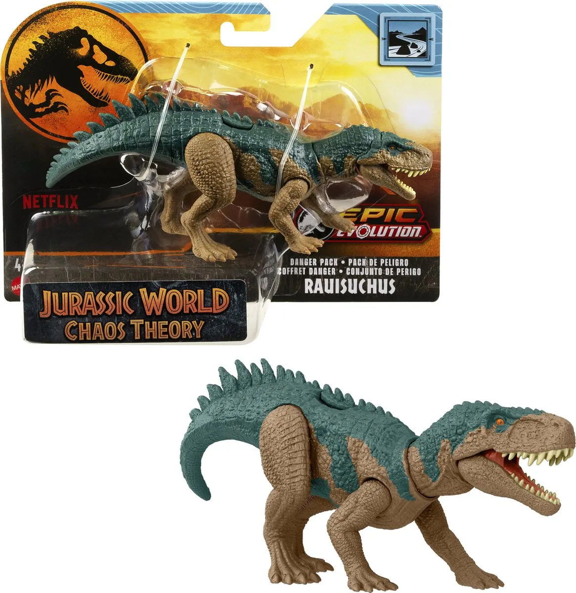 Mattel Jurassic World Danger Pack Rauisuchus HTK57 - Bruin/ Groen