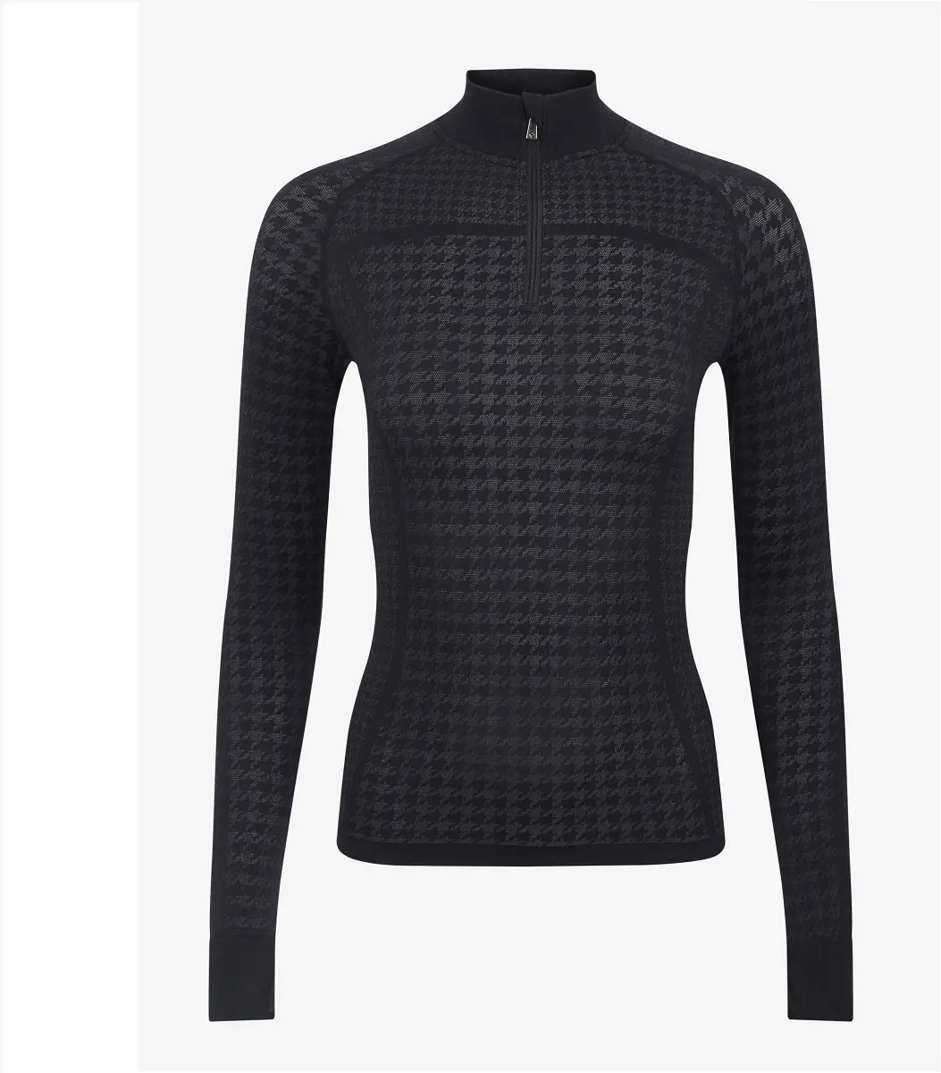 LeMieux Shirt aspen houndstooth Quarter zip Grey