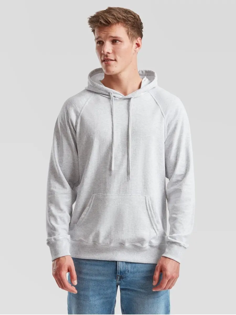Fruit Of The Loom Lichtgewicht sweatsweatshirt met capuchon, grijs