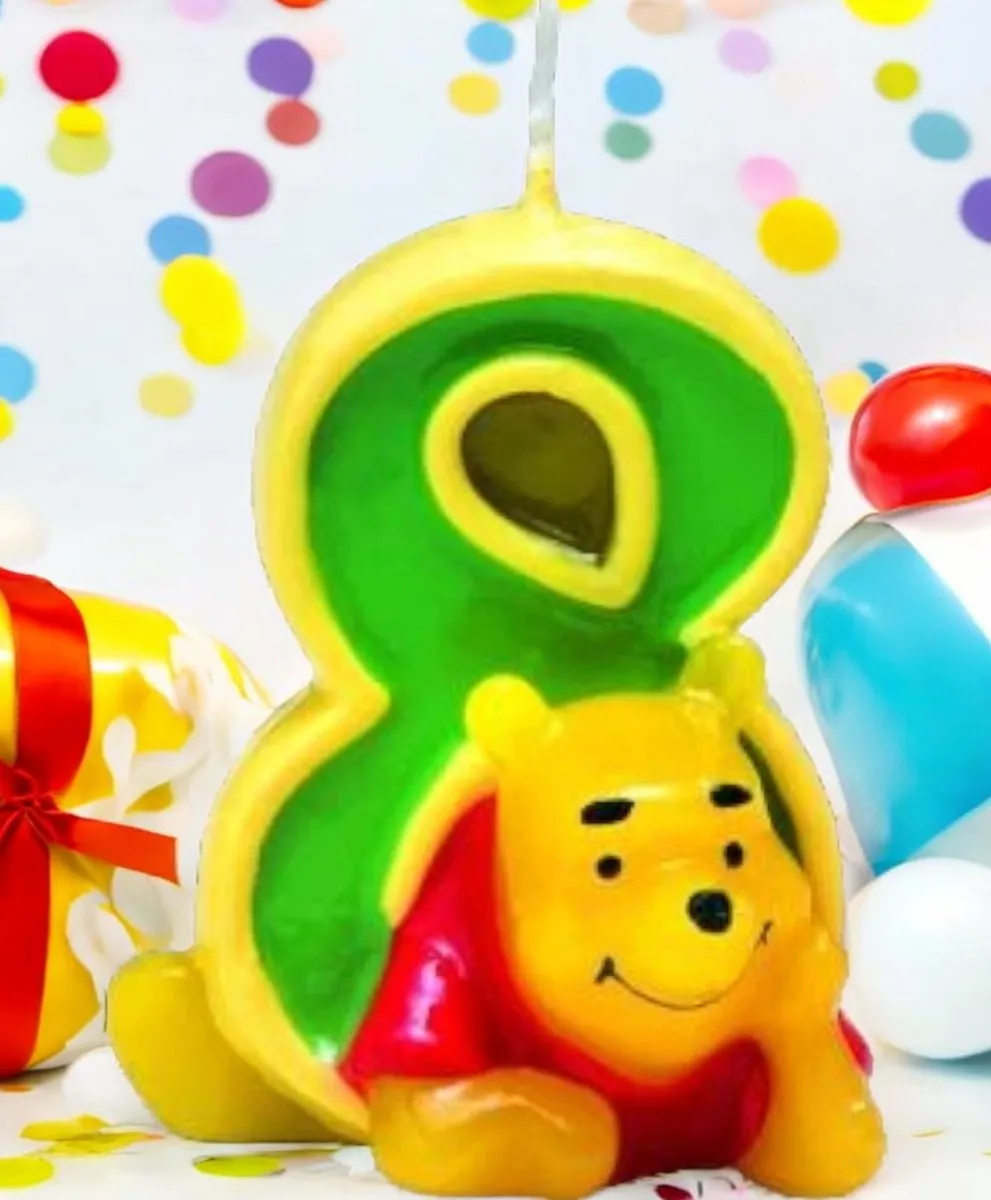 Disney Winnie de Poeh Verjaardagskaars nr. 8 - Verkleedaccessoire - Multicolor