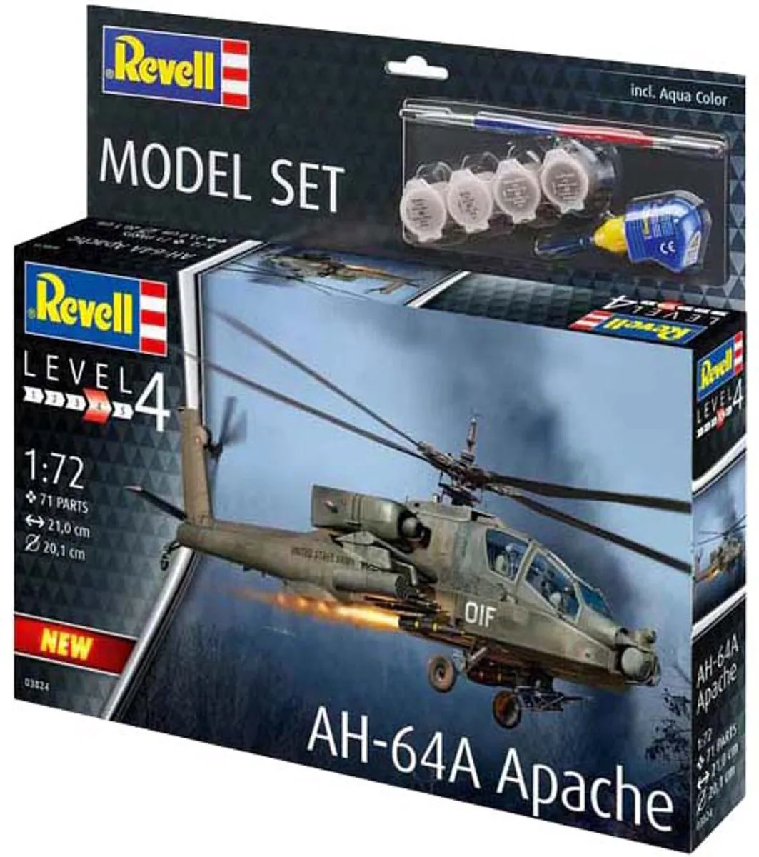Revell 63824 AH-64A Apache Heli Modelbouwpakket - 1:72 - 79 Onderdelen - Multi