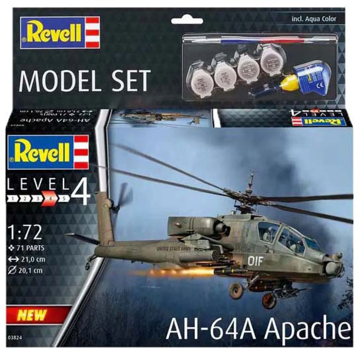 Revell 63824 AH-64A Apache Heli Modelbouwpakket - 1:72 - 79 Onderdelen - Multi