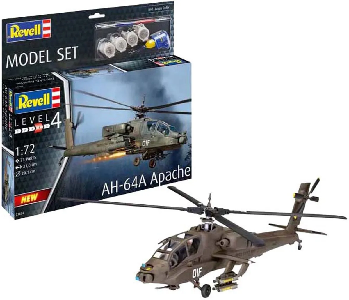 Revell 63824 AH-64A Apache Heli Modelbouwpakket - 1:72 - 79 Onderdelen - Multi