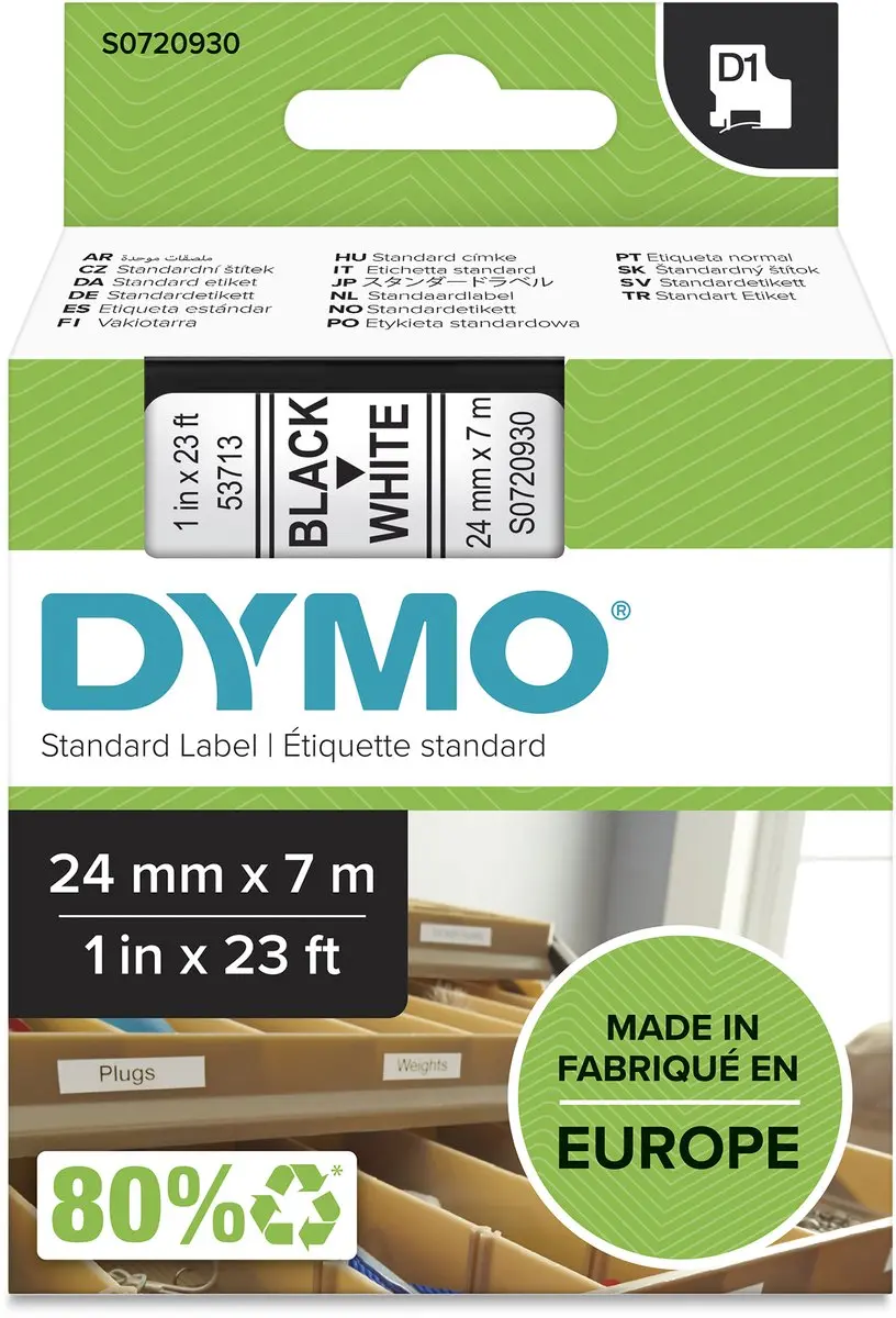 DYMO D1 S0720930 Zelfklevende Etiketten 24mm x 7m